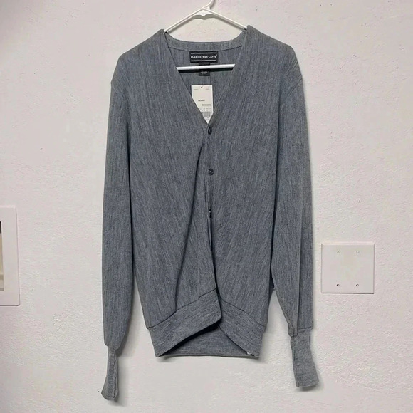 NWT 90s vintage cardigan Sears David Taylor grandpa sweater size medium neutral - Picture 1 of 15